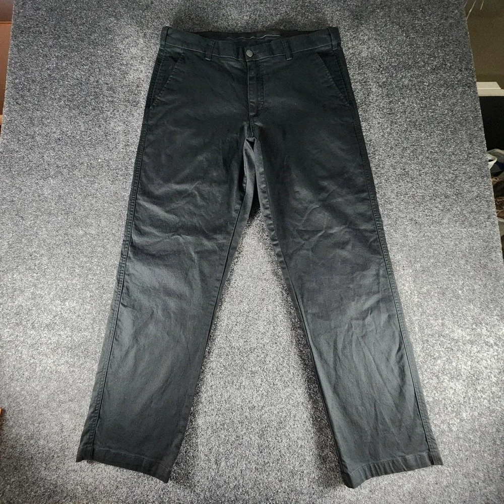 SCOTTeVEST Hidden Cargo Pants Mens 38x32 Black Travel Chino Cotton Blend Stretch